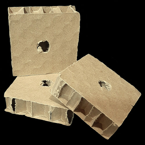 Corrugated cardboard honeycomb blocks measuring 2-1/2