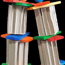 Load image into Gallery viewer, Brightly colored large softwood slats, cardboard honeycomb blocks and wood balls strung on paper twist rope. Designed for intermediate and medium sized birds that prefer softer textures as well as rabbits, rats and other rodents that need to chew.
